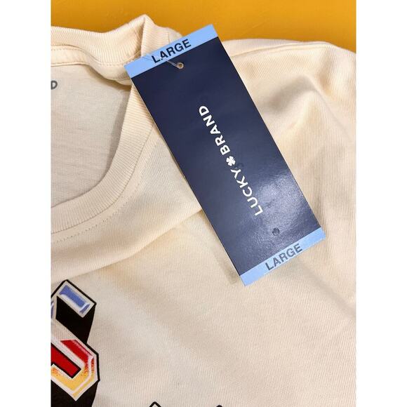 NWT Lucky Brand Mens Los Angeles Graphic Print T-Shirt Short Sleeve Cream Size L - Picture 6 of 6